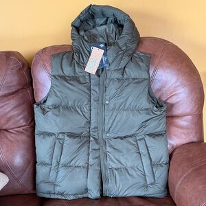 Women’s Olive Puffer Vest - Eddie Bauer 650 fill